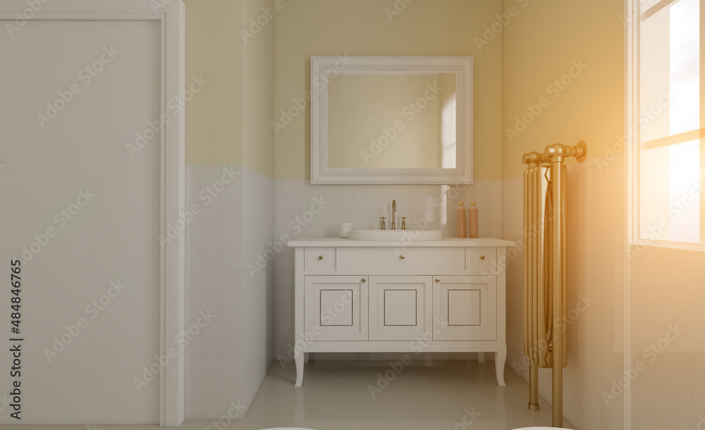 Modern bathroom including bath and sink. 3D rendering. Modern bathroom including bath and sink. 3D rendering.