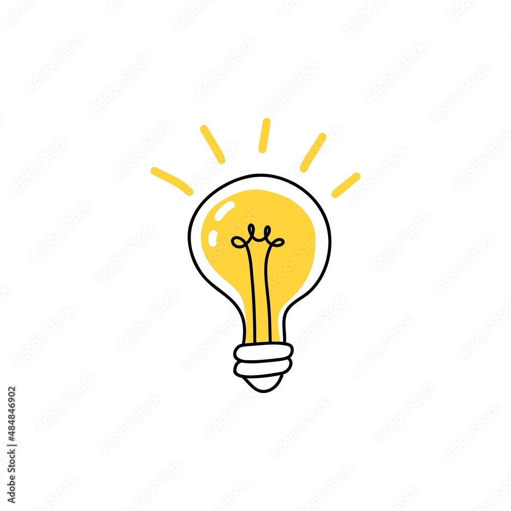 Hand drawn light bulb. Idea simbol. Vector inspiration concept Hand drawn light bulb. Idea simbol. Vector inspiration concept
