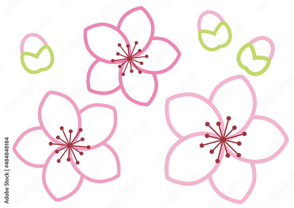 桃の花アイコンイラスト03 Stock Vector Adobe Stock