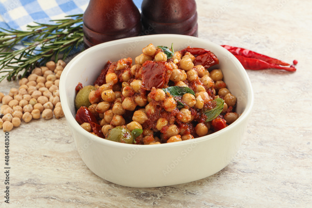 Chickpea beans with dry tomato and olives Chickpea beans with dry tomato and olives