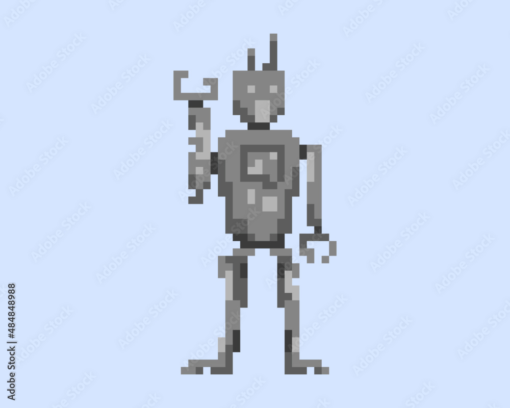 Illustration of a robot in pixel art style Illustration of a robot in pixel art style
