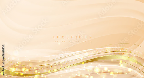 Abstract luxury wavy background with cream and gold color.