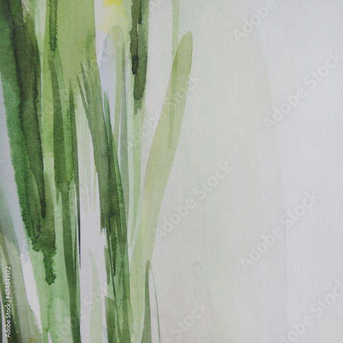 Decorative watercolor effect. Contemporary painting. Brush strokes on paper background. Eco-friendly with space for text wallpaper. Natural texture. ESG concept. Aquarelle surface.