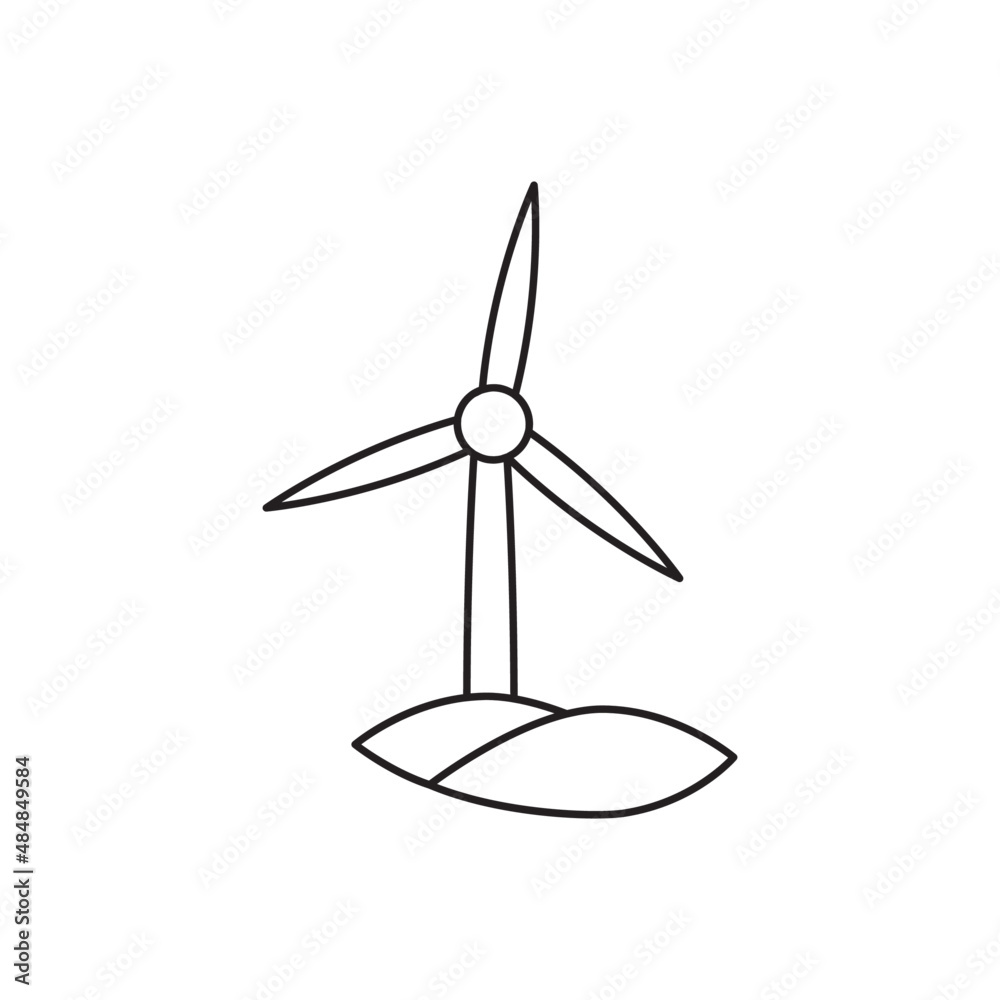 Green energy, wind turbine icon line style icon, style isolated on white background Green energy, wind turbine icon line style icon, style isolated on white background