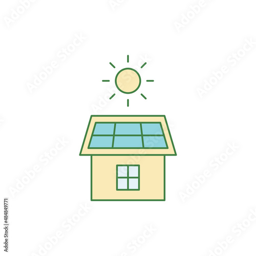 house with solar panel icon in color icon, isolated on white background 