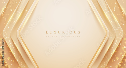 Abstract luxury geometric background with cream and gold color. photo