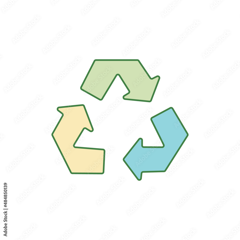 Go green recycle icon. Go green triangle arrow icon in color icon, isolated on white background Go green recycle icon. Go green triangle arrow icon in color icon, isolated on white background