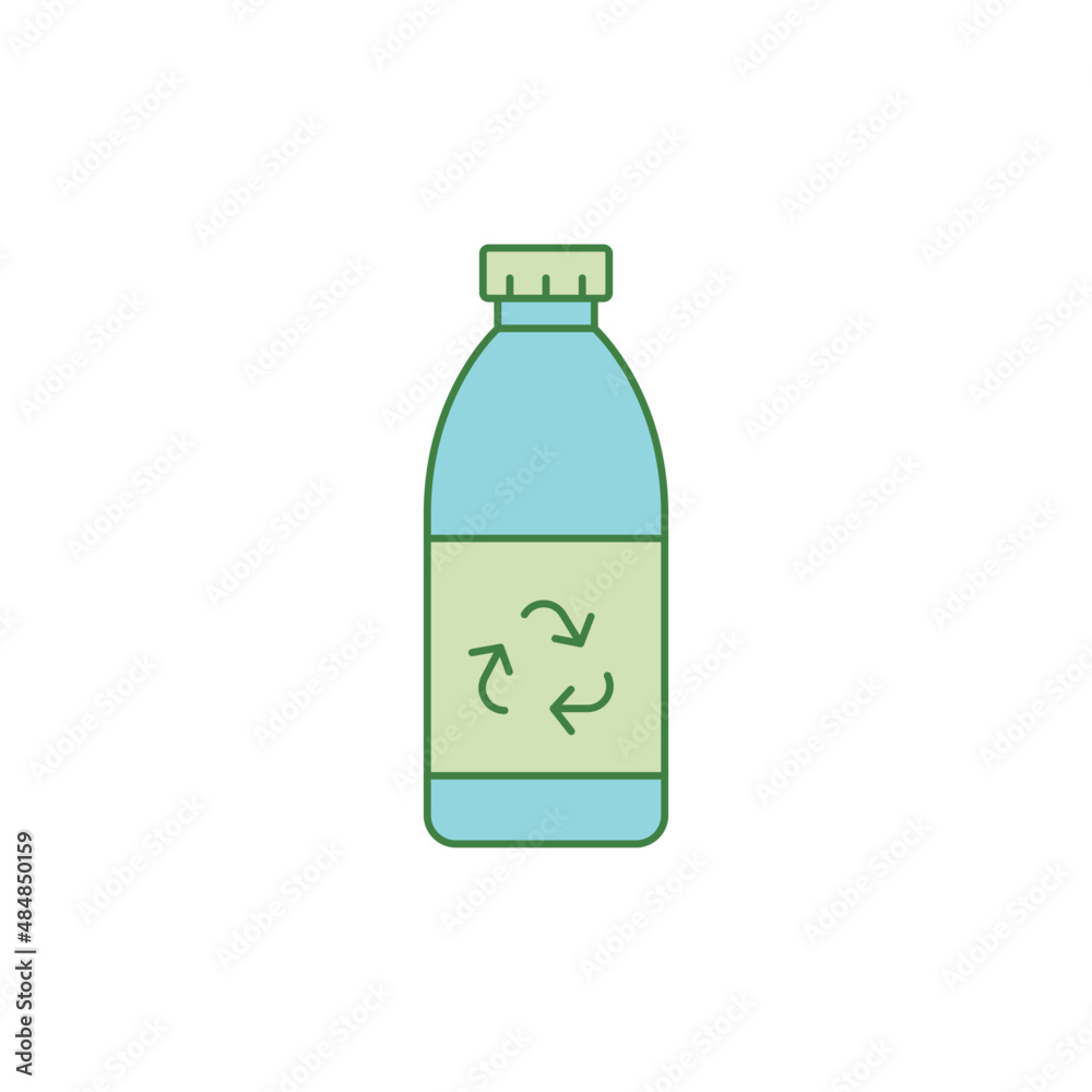 Recycled bottle icon in color icon, isolated on white background 