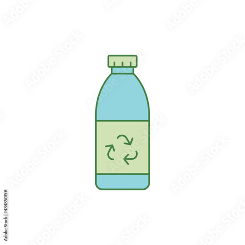 Recycled bottle icon in color icon, isolated on white background 