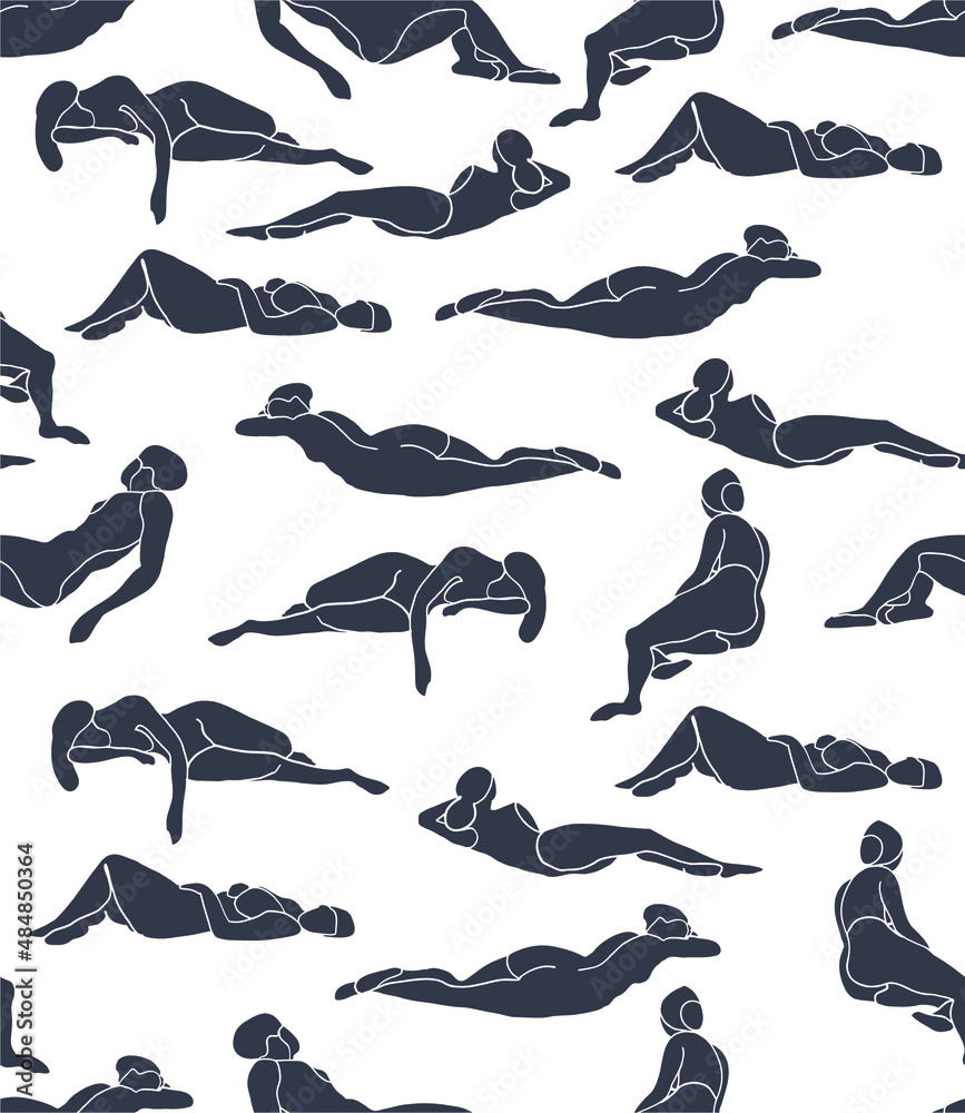 figure art drawing vector seamless pattern print