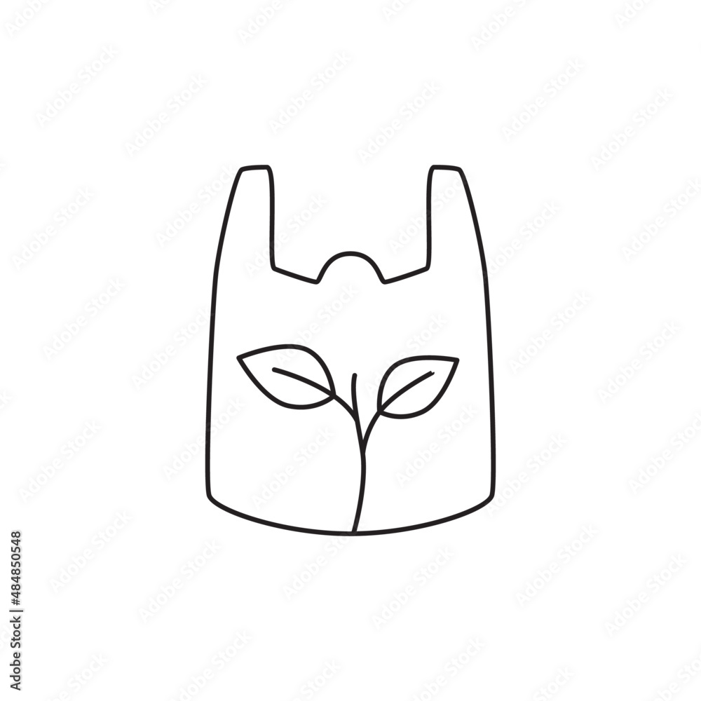 Reuse plastic bag icon line style icon, style isolated on white background Reuse plastic bag icon line style icon, style isolated on white background