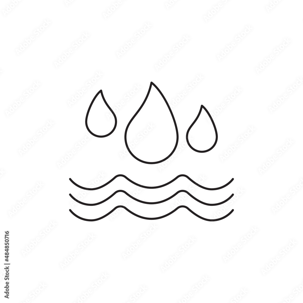 Water drop dripping in sea icon line style icon, style isolated on white background Water drop dripping in sea icon line style icon, style isolated on white background