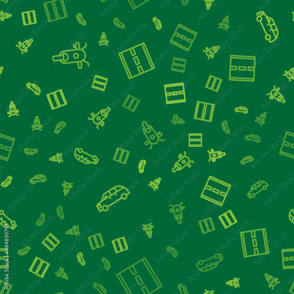 Set line Scooter, Hatchback car and Road on seamless pattern. Vector Set line Scooter, Hatchback car and Road on seamless pattern. Vector