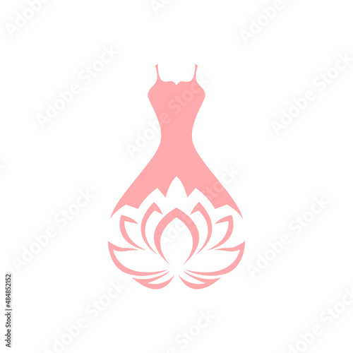 woman dress with water lily logo design, vector graphic symbol icon illustration creative idea