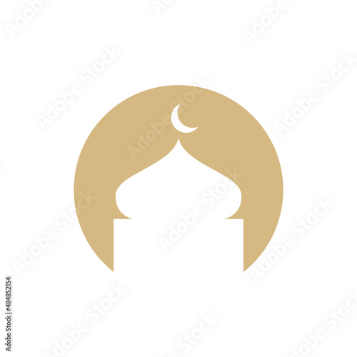 negative space circle with mosque logo design, vector graphic symbol icon illustration creative idea