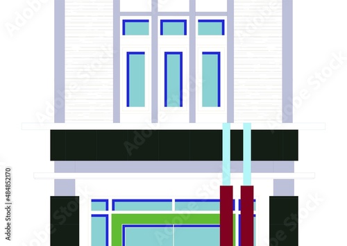 two-story house facade design drawing