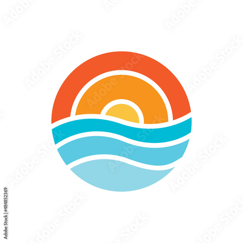 Fototapeta Naklejka Na Ścianę i Meble -  abstract colorful circle with sea and sunset logo design vector graphic symbol icon illustration creative idea