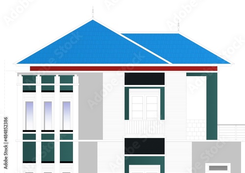 two-story house facade design drawing