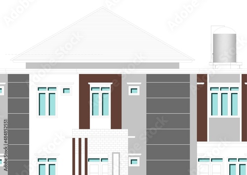 two-story house facade design drawing