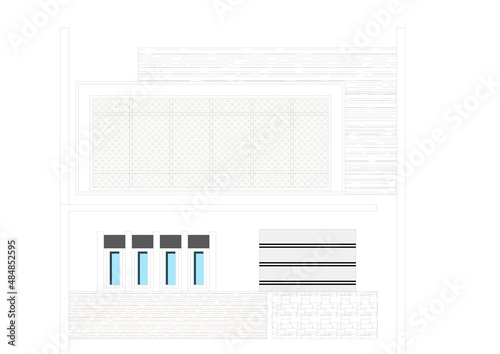 two-story house facade design drawing