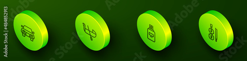 Set Isometric line Car, Gondola, Perfume and Violin icon. Vector