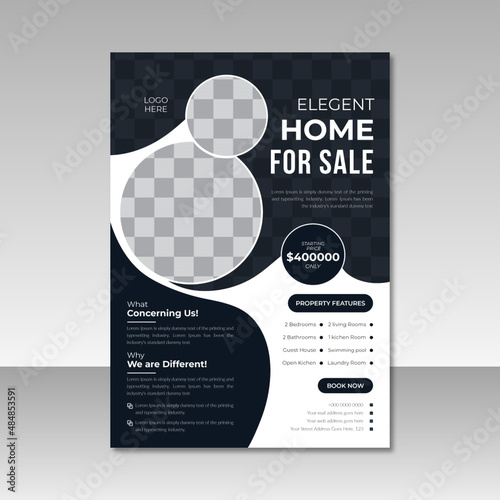 Professional Real Estate and Home for sale flyer template design, Leaflets, Corporate Flyer Design, Cover Book Design, and A4 Magazine  real state flyer template