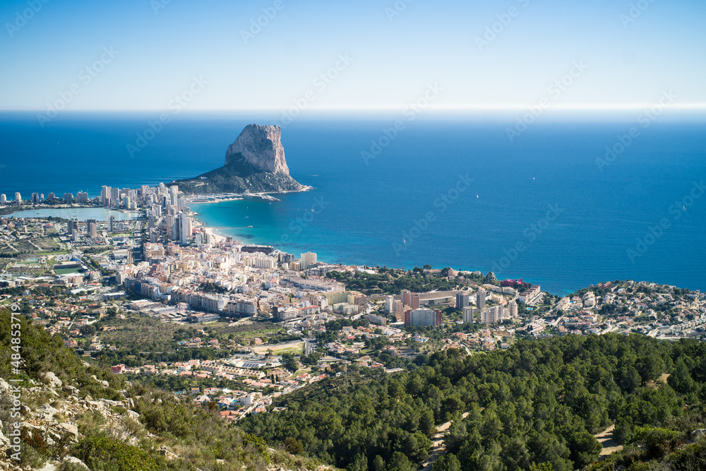 view of Calpe and the surrounding area from the Olta mountain 
