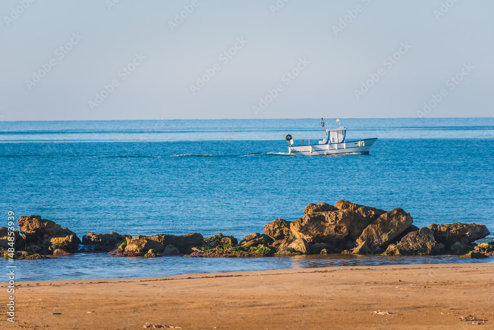 Panorama of Mediterranean Sea from Donnalucata, Scicli, Ragusa, Sicily, Italy, Europe