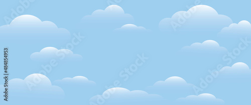 Clouds with blue sky background, Nature and environmen concept, space for the text, illustration design style.