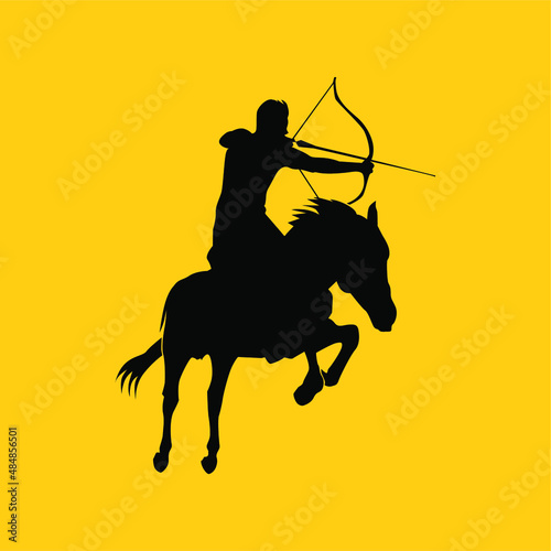 silhouette of archery on horse 