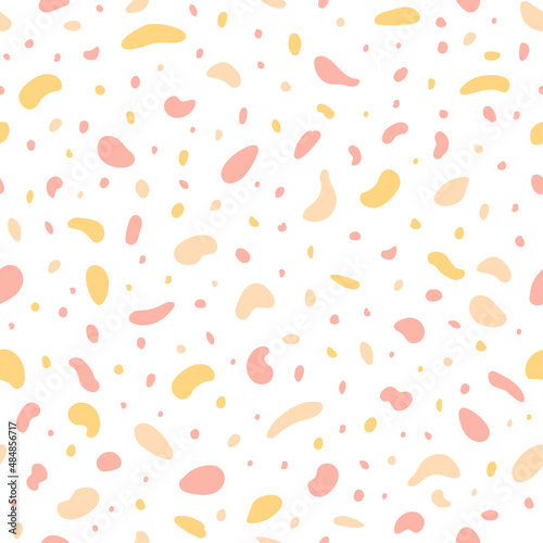 Contemporary polka dot shapes seamless pattern. Colorfull design for fabric, wallpaper, cover and other. Vector background. Hand-drawn textures