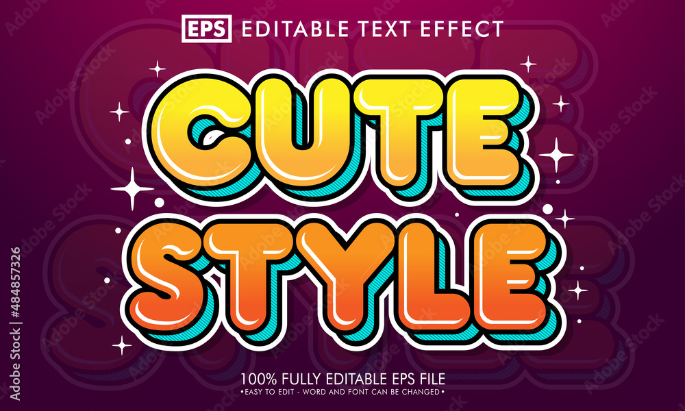 Cute style editable text effect
