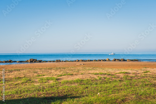 Panorama of Mediterranean Sea from Donnalucata  Scicli  Ragusa  Sicily  Italy  Europe