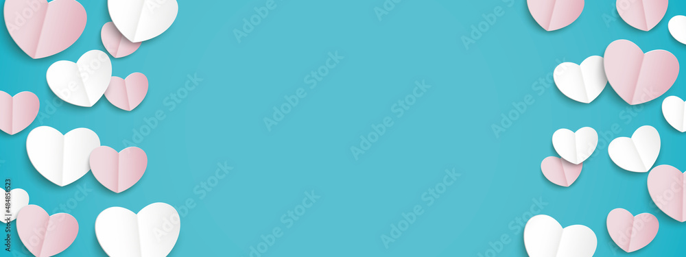 White Pink Paper Folded Hearts Cyan Header White Pink Paper Folded Hearts Cyan Header