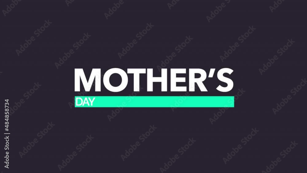 Mothers Day with green line on purple minimalism background, motion holidays, minimalism and Mothers day style background
