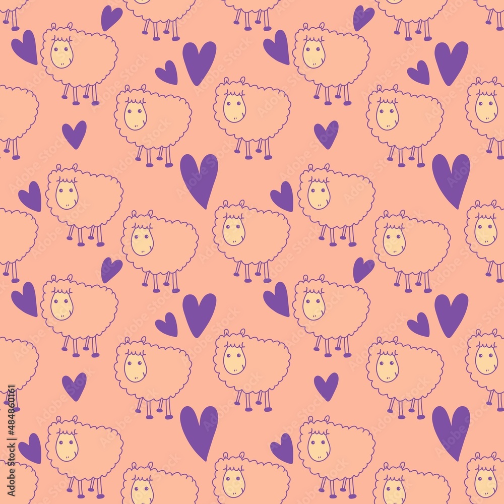 Kids seamless cute sheeps pattern for wallpaper and fabrics and textiles and packaging and gifts and cards and linens