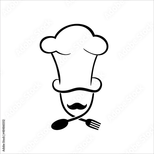 chef logo , logo chef, logo hitam putih topi chef