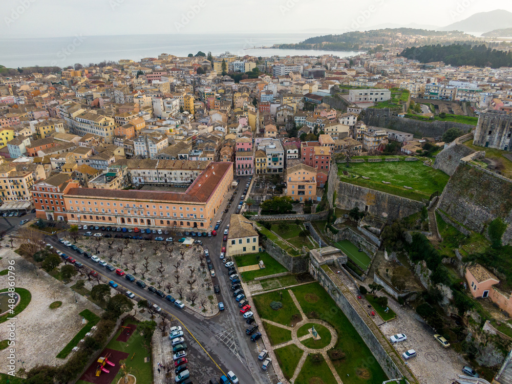 Aerial view of beautiful Corfu town i Greece europe