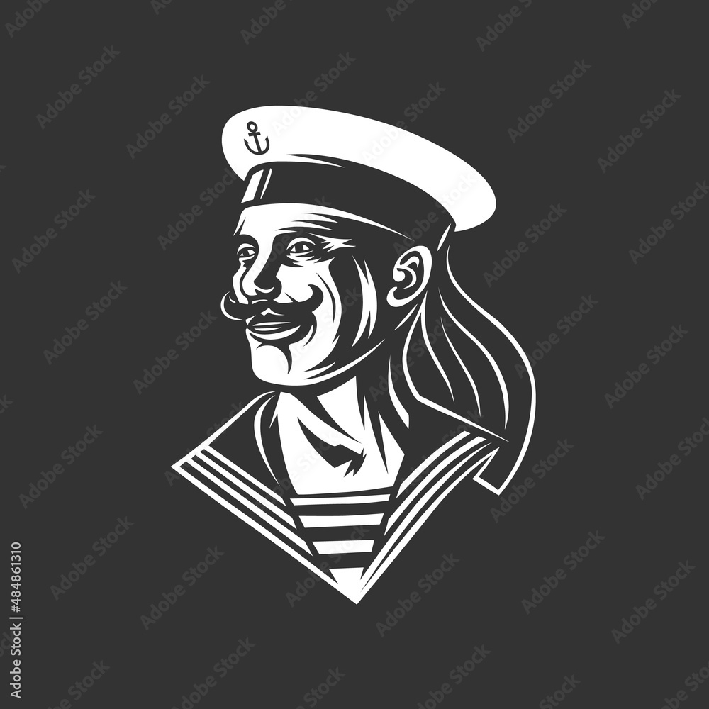 Seaman. Black and white illustration. Seaman. Black and white illustration.