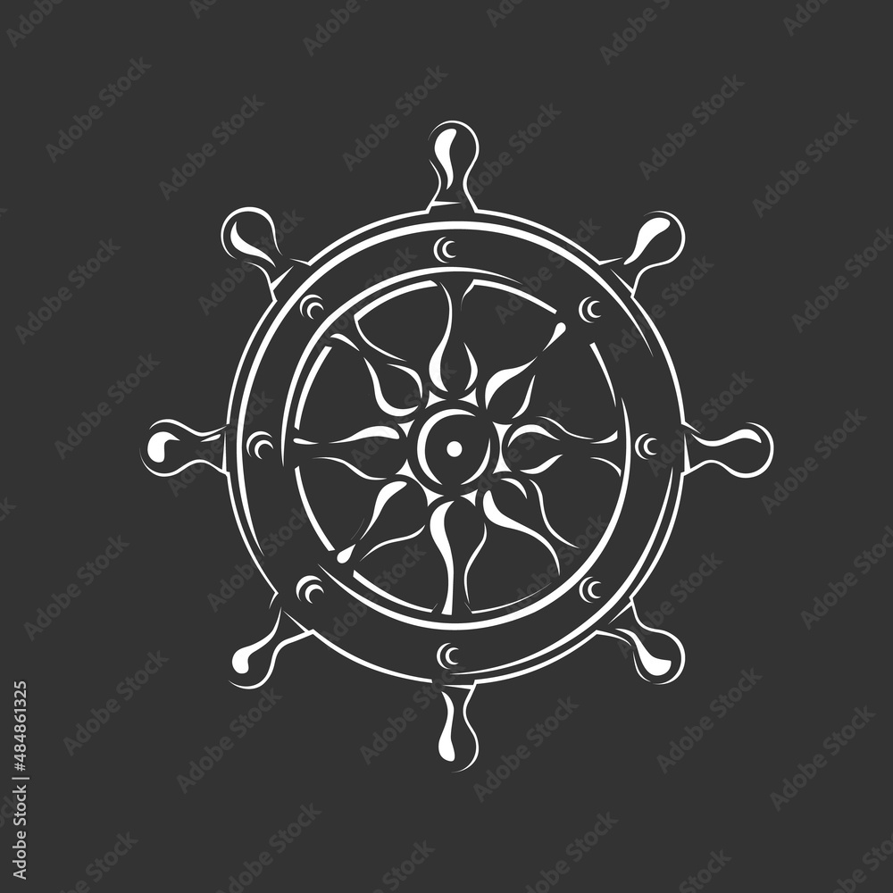 Ship's wheel. Black and white illustration. Ship's wheel. Black and white illustration.