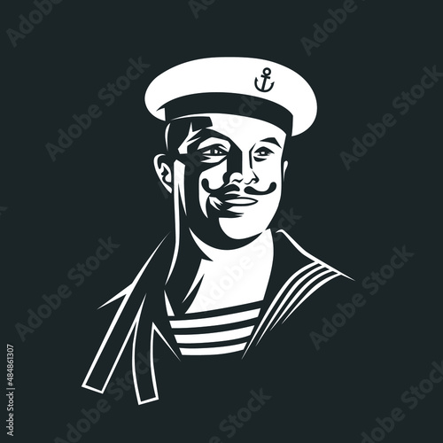 Seaman. Black and white illustration.