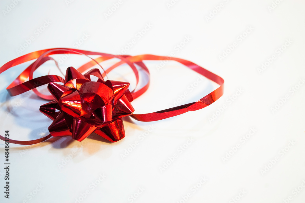 Background red bow and shiny satin with shadow Background red bow and shiny satin with shadow