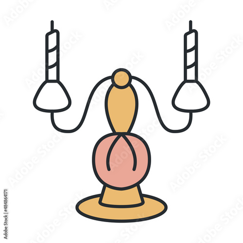 candelabrum icon from furniture and household collection. Thin outline candelabrum, candlestick, religion detailed offset lineal color icon isolated on white background. Line vector candelabrum sign,