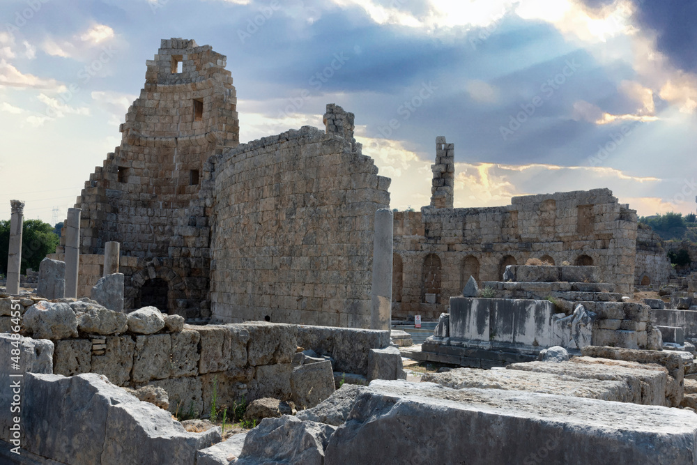 Fototapeta premium Ancient city of Perge near Antalya Turkey. The Hadrianus Arch