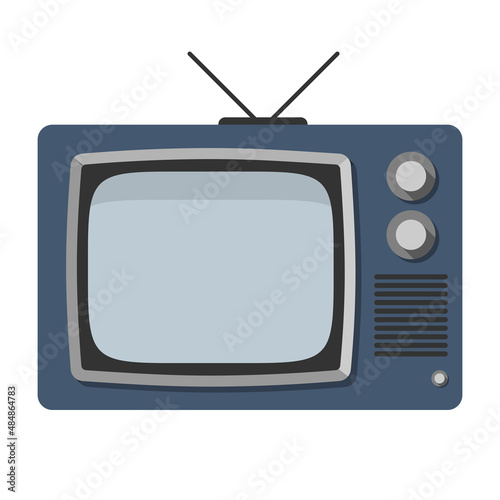 vintage old tube television, crt tv set isolated on white background, vector illustration