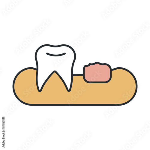 partial denture icon from dentist collection. Thin outline partial denture, medical, denture detailed offset lineal color icon isolated on white background. Line vector partial denture sign, symbol