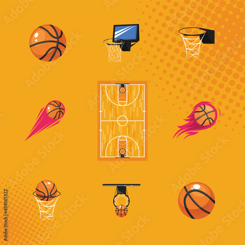 nine basketball sport icons