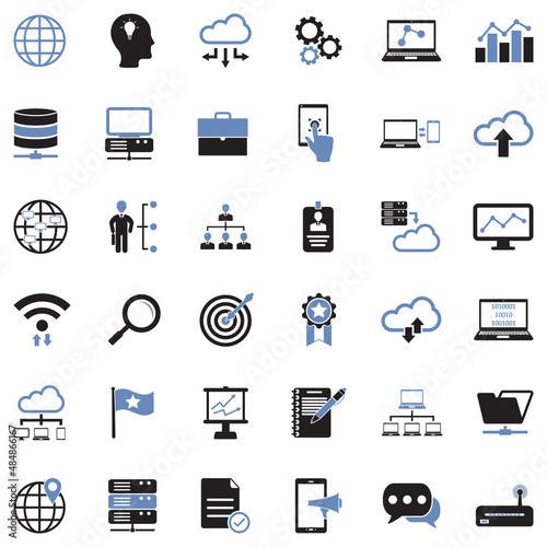 Information Technology Icons. Two Tone Flat Design. Vector Illustration.