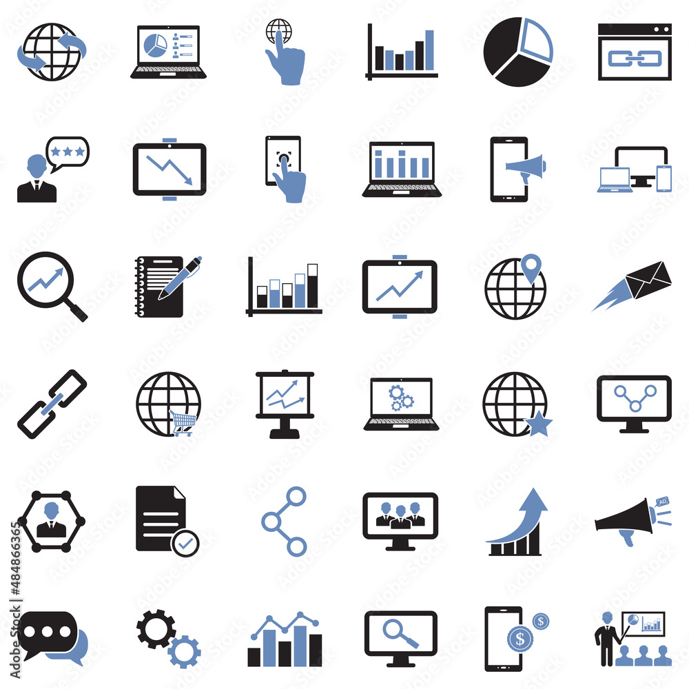 Internet Marketing Icons. Two Tone Flat Design. Vector Illustration. Internet Marketing Icons. Two Tone Flat Design. Vector Illustration.