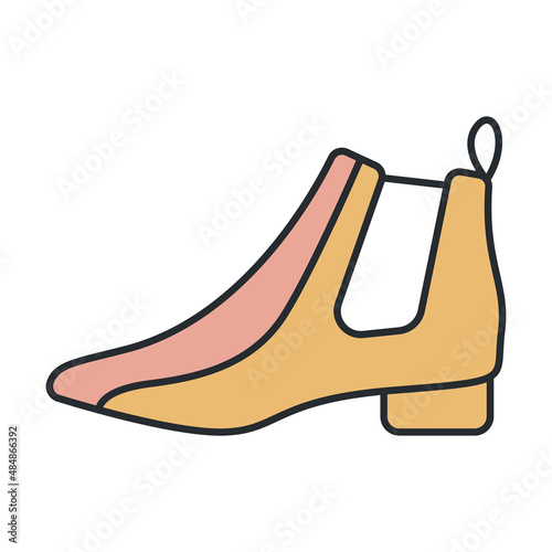 leather chelsea boots icon from clothes collection. Thin outline leather chelsea boots, chelsea, leather detailed offset lineal color icon isolated on white background. Line vector leather chelsea